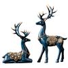 2x Deer Figurines Decors Reindeer Sculptures Souvenirs TV Stand Elk Statues
