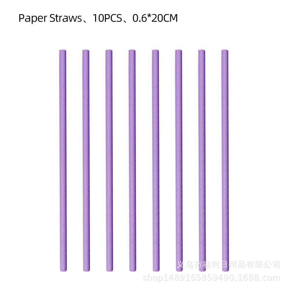 

Purple Diamond Party Supplies Birthday Decoration Paper Plate Set Paper Cup Tissue Tablecloth Banner Tableware Arrangement purple straw 10PCS