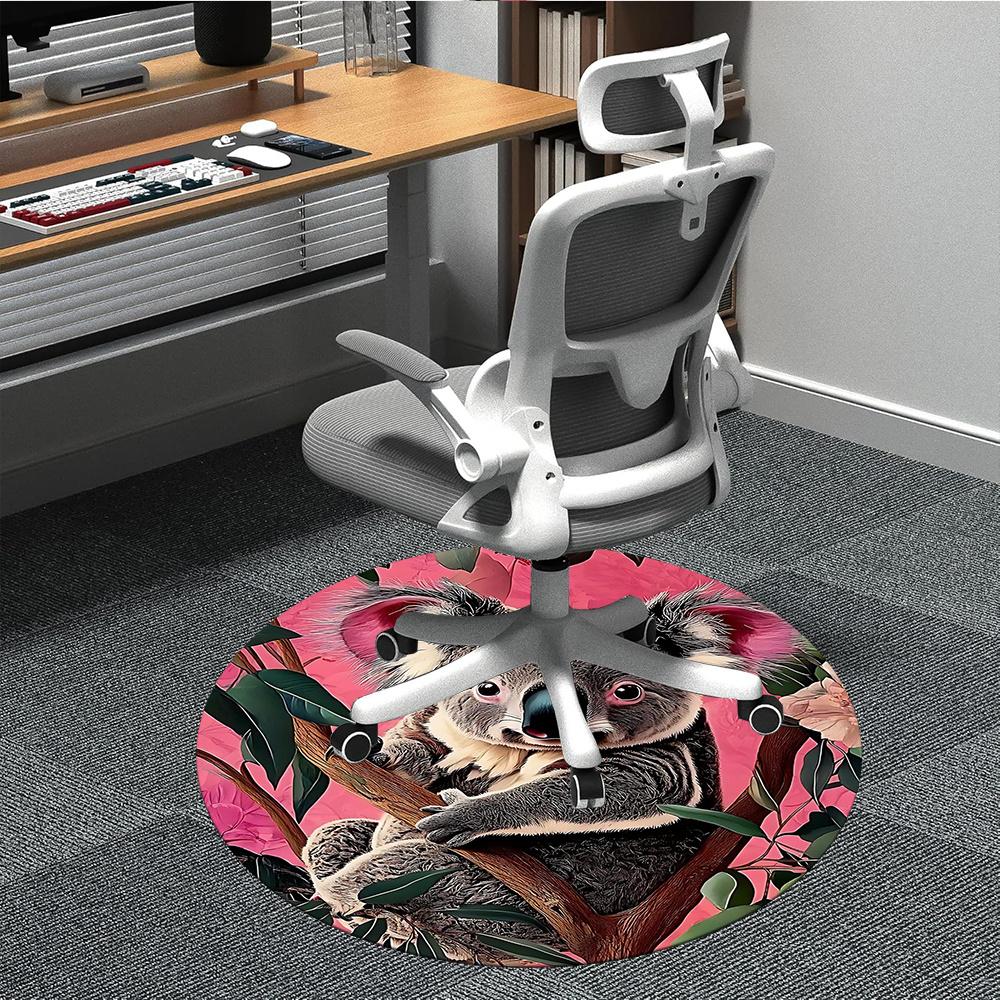 

1PC Koala, Eucalyptus Office Round Area Rug, Indoor Mat Suitable ForOffice, Under Office Chairs Bedroom Living Room Home Decor, Room Deco g082 80cm by 80cm