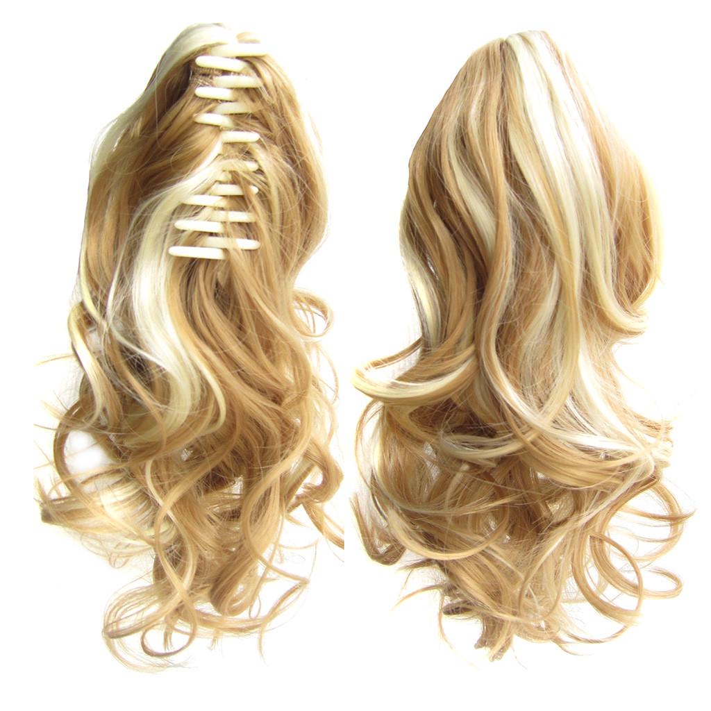 Langes Haar, Dutt, Perücke, Pferdeschwanz, matt, Hochtemperatur-Seidenfaser, Krallenklammer, 43,2 cm