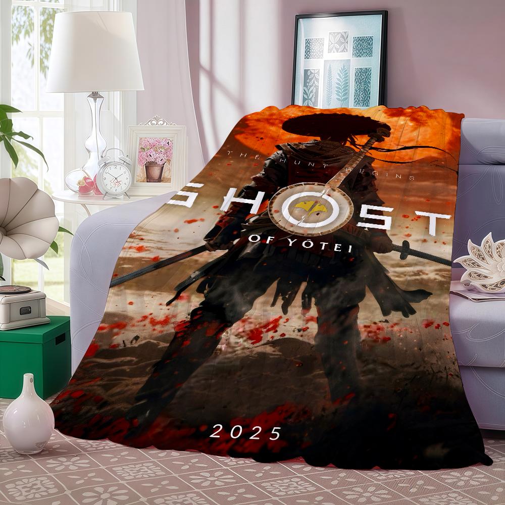 Game G Ghost of Tsushima Blanket Warm And Soft Suitable For Bedroom Living Room Sofa Bed Office Travel Camping
