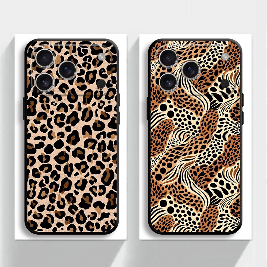 Leopard Print Funda Phone Cover Case for Apple iPhone 17 Pro Max 14 16 13 15 Pro 7 8 11 12 Air XR XS MAX