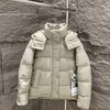 Lulu Wunder Puff Five-grid down jacket hooded white goose down puff short women