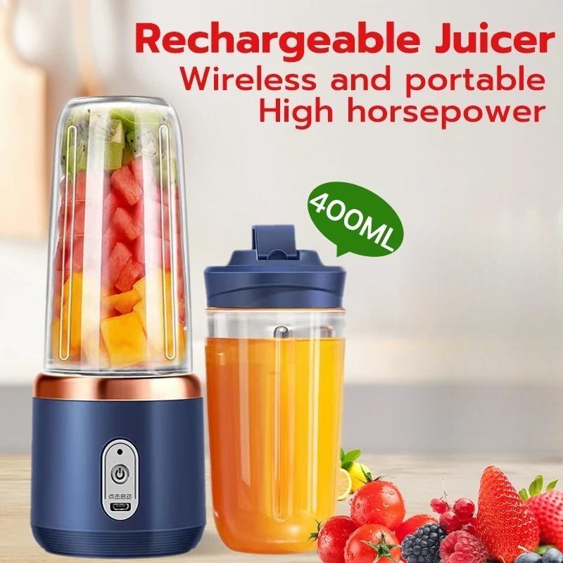 

Double Cup Multifunction Portable Electric Fruit Juicer 6 Blades Blender Bottle Fresh Juice Smoothie Blender USB Charging Juicer синій