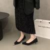 French temperament kitten heel pointed leopard print high heels women's shoes 2025 new summer small fragrant style with skirt shoes