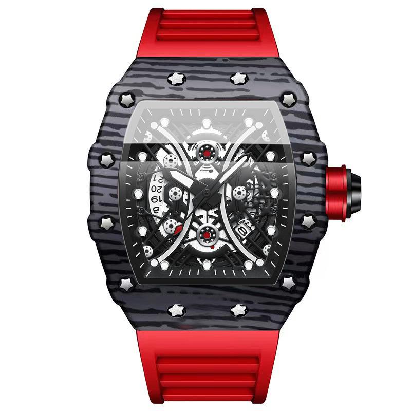 Top Brand Explosive Watch Men's Silicone Wine Barrel Luminous Fashion Sports Watch