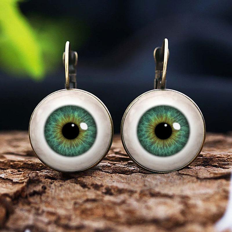 Helle Farbe Glas Cabochon Evil Eye Ohrstecker Modeschmuck Trendy Tier Auge Frauen Charms Französisch Ohrring