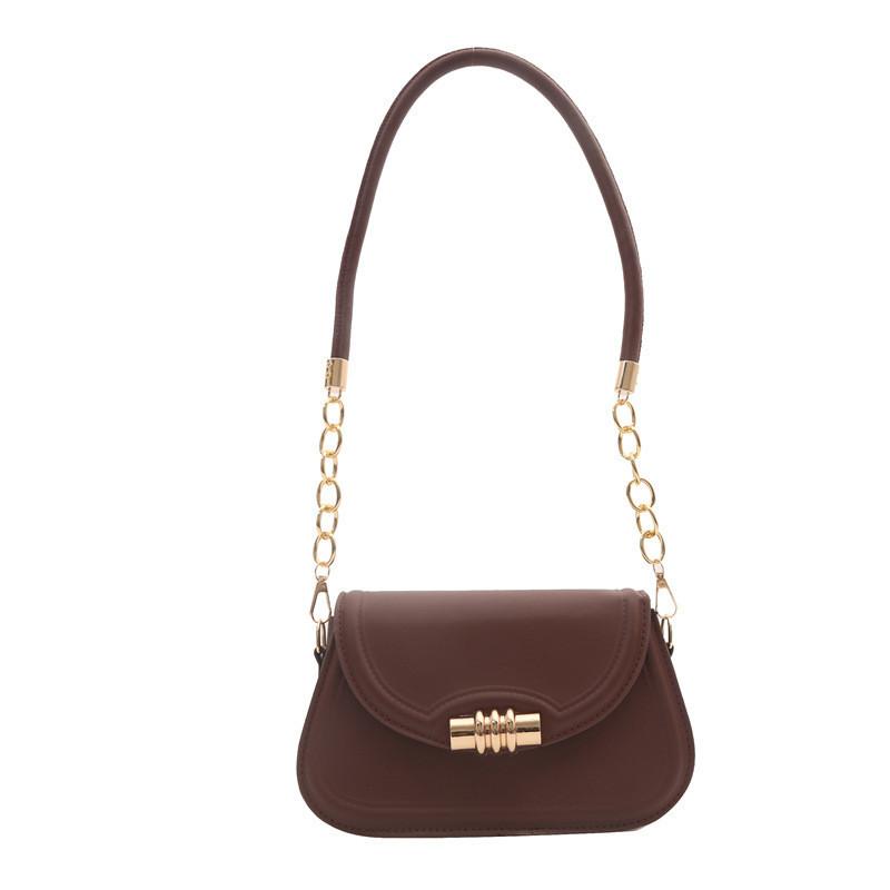 Stylish Pu Shoulder Bag With Chain Trendy Street Style Women s Cross-border Wholesale Bag кофейный
