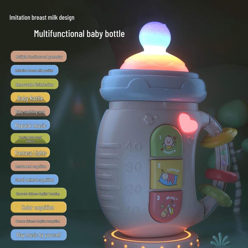 Newborn Electric Pacifier Rattle with Light Music and Bilingual Early Education Features