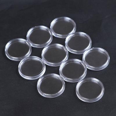 10 Stuks 25Mm Toegepaste Transparante Ronde Dozen Munt Opbergdozen Capsules Houder