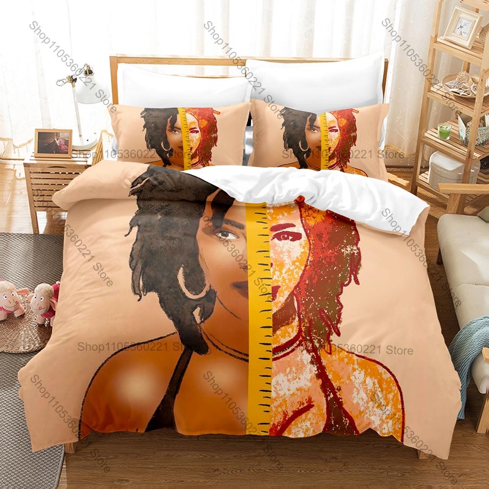Lauryn Hill Vintage Afro Soul Reggae Themed 3PCS Bedding 1 Duvet Cover + 2 Pillowcases Envelope Pillow Covers All Season