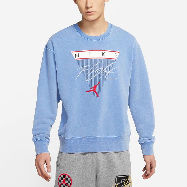 Jordan Flight Casual Sports Printed Crew Neck Sweatshirt Men Tops Signal-Blue CZ6096-403