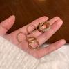 Shiny Zircon Pearl Open Ring for Women Luxury Ear Needles Earrings Fashion Simple Personality Wedding Jewelry