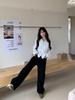Where Is the Orange Tree? Women's Retro High-Waisted Black Wide-Leg Jeans - Autumn Elastic Slim-Fit Floor-Length Pants.