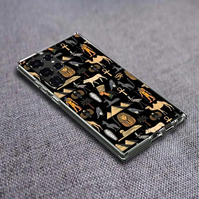 Ancient Egypt Egyptian God Horus Kemetic Heru Clear Phone Case for Samsung Galaxy S21 Plus S24 S23 S20 FE S22 S26 Ultra S25 Edge