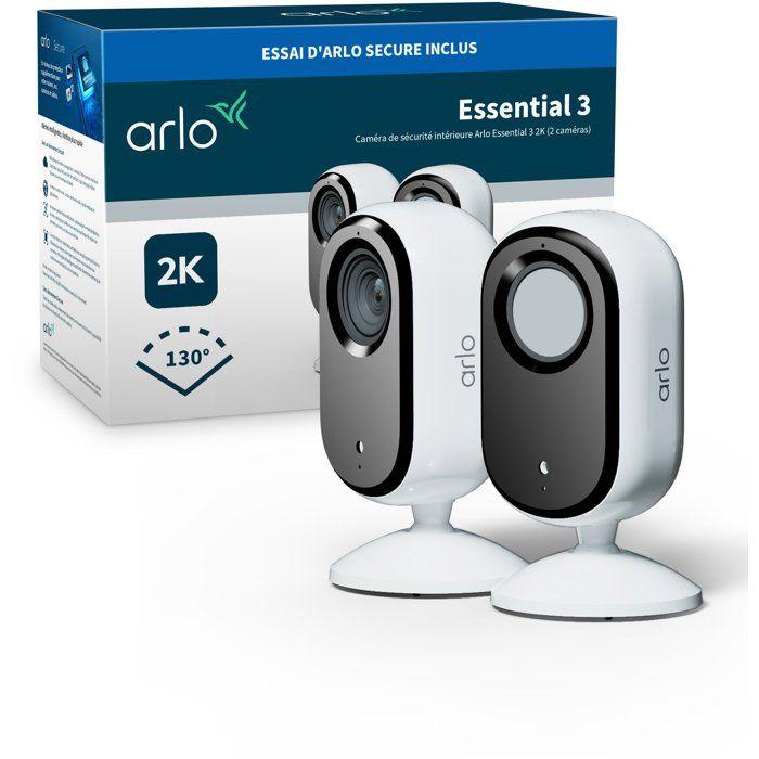 Arlo - Essential 3 - Caméra de Surveillance Intérieure - 2K - Pack de 2 - Blanc - Image 5