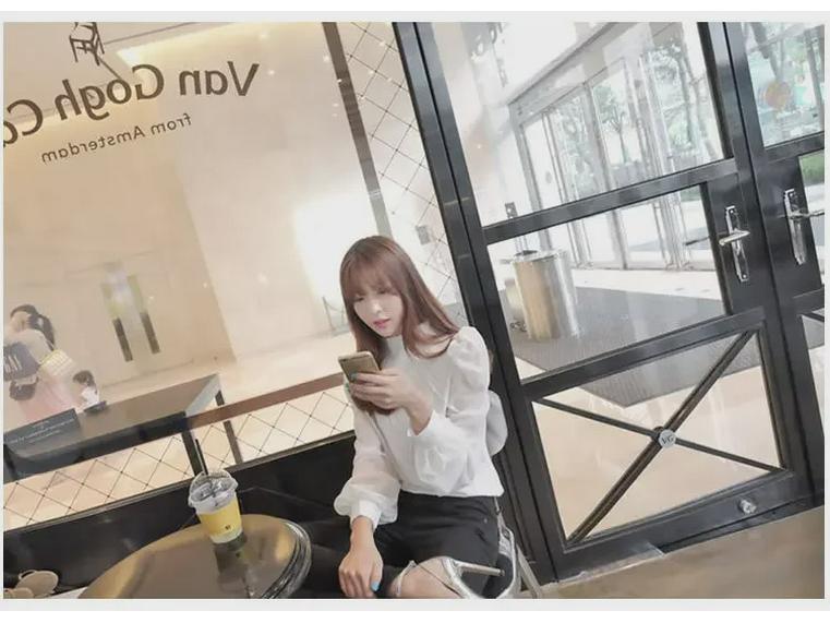 Bluză șic de damă din șifon plisat cu mâneci felinar