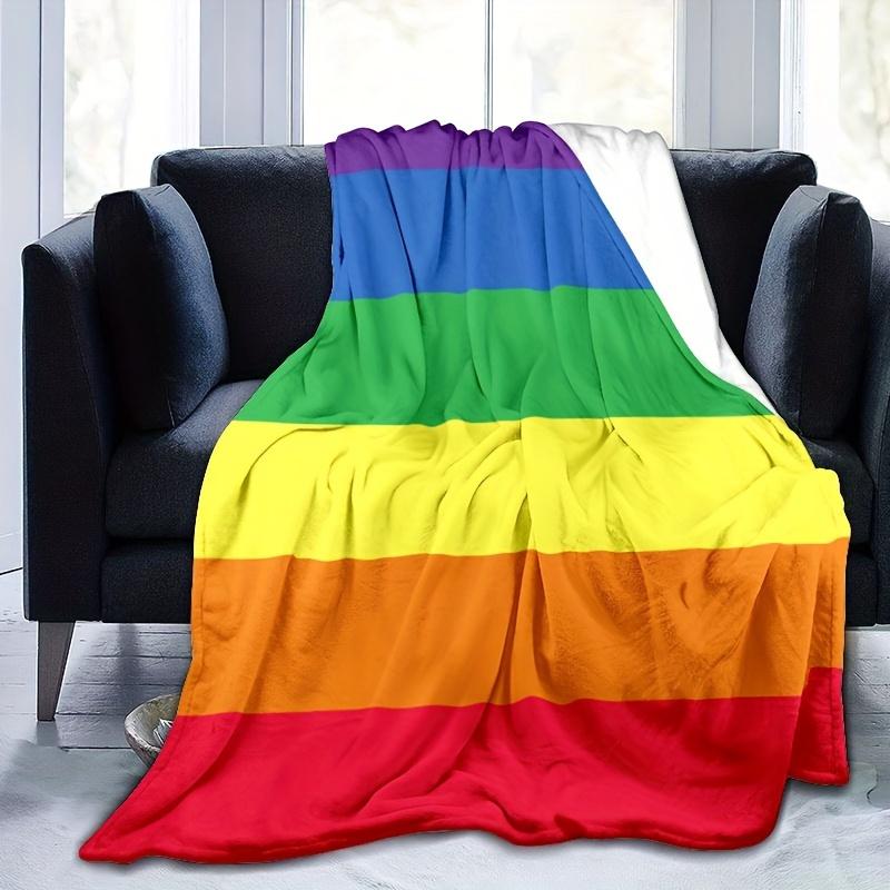 Colorful Rainbow Art Pattern Decorative Throw Blanket for Sofa, Bed, Living Room, and Home Decor Styling
