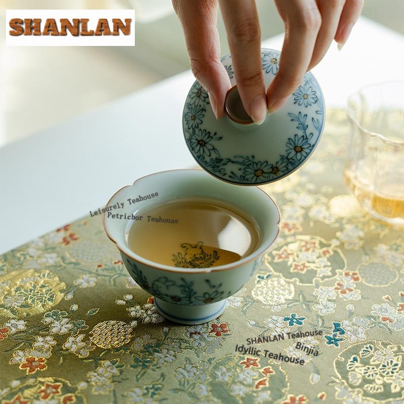 100ml Ancient-style Blue White Porcelain Gaiwan Elegant Tea Tureen Tea Bowl with Lid Kit Tea Making Cover Bowl for Tea Craft