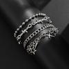 4Pcs/Set Punk Cross Rivet Star Pendant Bracelet for Men Women Hiphop Multi-Layer Cuban Chain Bracelet Set Jewelry Gifts