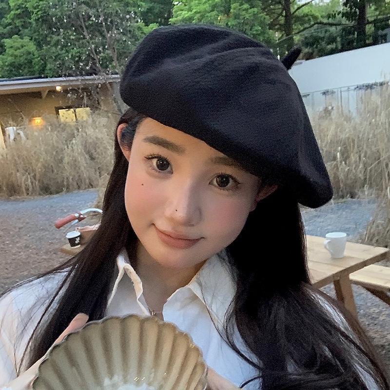 British Retro Beret Women's Spring and Autumn Knitted Literary Painter Hat Korean Version Versatile Warm Hat