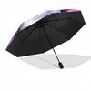 1pc Dreamy Rainbow Unicorn Umbrella Portable Folding Umbrella Iron Frame Hole Bone Structure Outdoor Home Umbrella