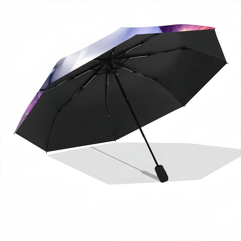 1pc Dreamy Rainbow Unicorn Umbrella Portable Folding Umbrella Iron Frame Hole Bone Structure Outdoor Home Umbrella