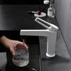 Bathroom Undermount Basin Faucet Waterfall Spout,Cold and Hot Mixer, Hollow-Out Handle, tap White