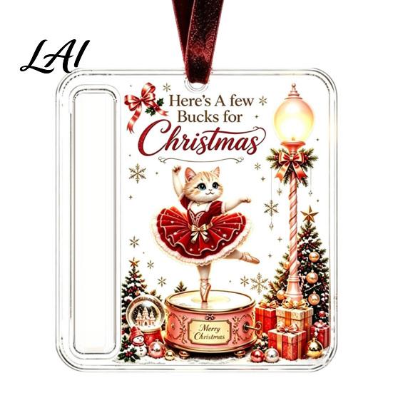 Creative Money Gift Ideas Christmas Cash Holder Ornament Acrylic Holder Holiday Ornament Hanging Decoration for Xmas Tree Stocking Stuffer,