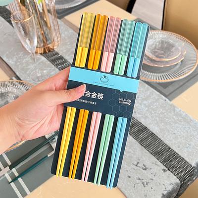 5 Pairs Macaroon Color Design Chopsticks Set Portable Travel Chopsticks Food Sushi Sticks Non Slip Reusable Cooking Tools