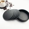 Round spot leather teacup mat can be ordered lOGO hand sewing with oil edge pu leather coaster thermal insulation mat wholesale
