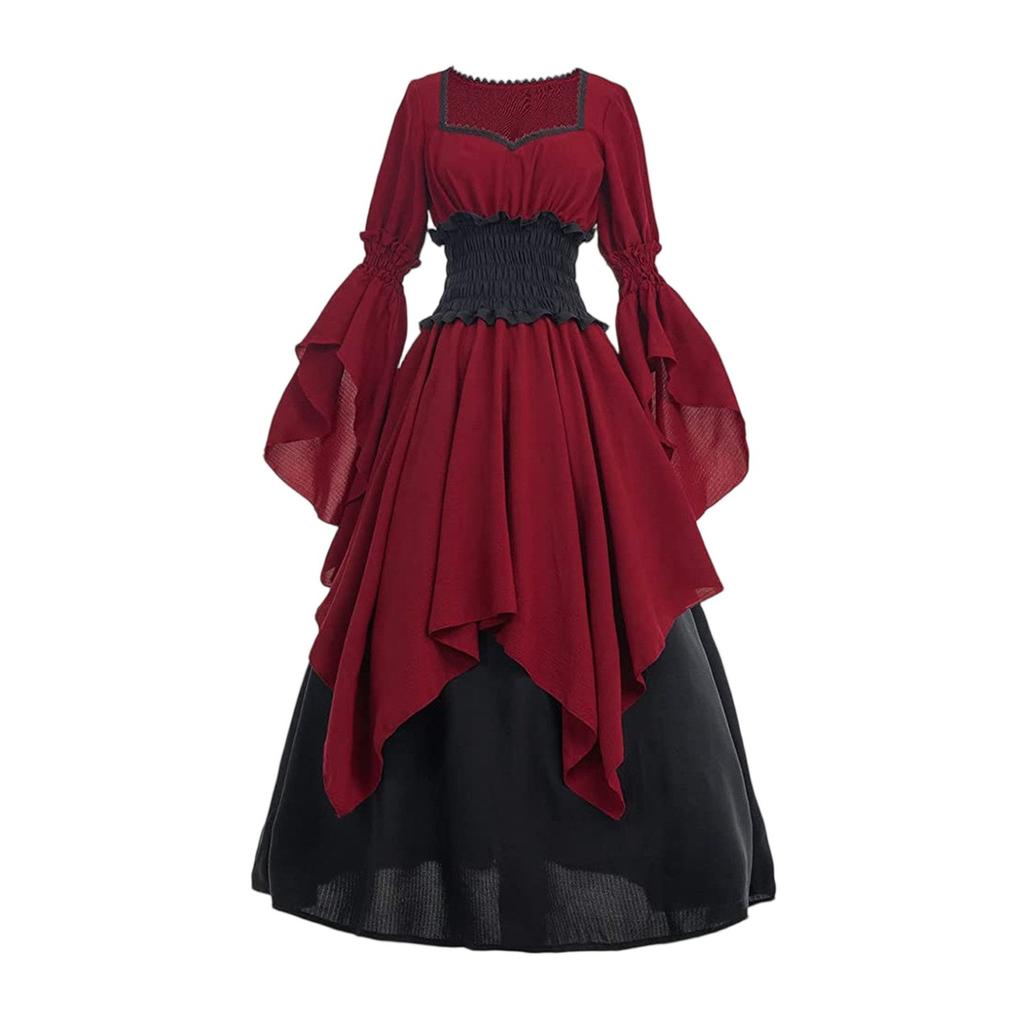 Rochie Pentru Femei Costum de scena Halloween COS Rochie Retro Culoare Solida cu talie Petrecere Seara Seara Rochie lunga
