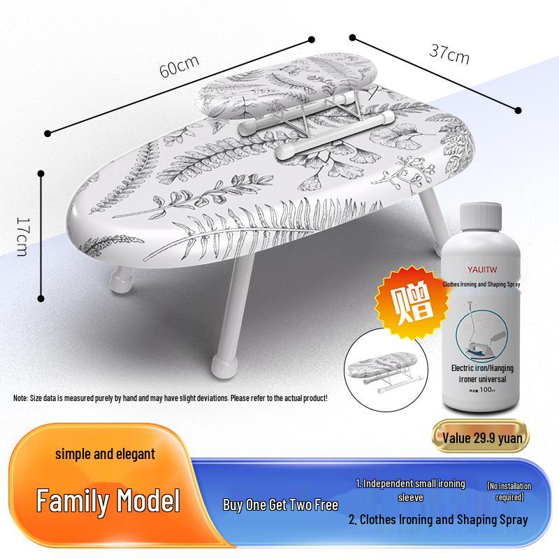 Folding Mini Ironing Board with Ironing Pad and Clothes Rack