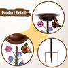 Outdoor Bird Bath Weather Resistant Iron Craft with Stake Standing Garden Birdbath Bird Water Dish Garden Decor for Courtyard
