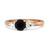 Bague Accent Trois Pierres Poire Spinelle Noire - Argent Sterling 925 Plaqué Or Rose