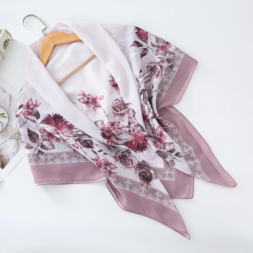 73Colors Malaysia Tudung Bawal Flower Print Hijab New Design Headscarf Premium Cotton Voile Soft Fashion Muslim Square Scarf