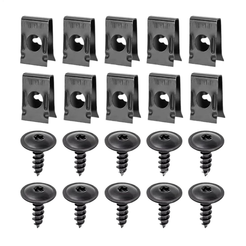 

Car Fastener Clip Car U Clips and Screws Auto U Nut Screw Clip Metal Rustproof Repair Accessories for Panel Bumper Interior Trim чорний