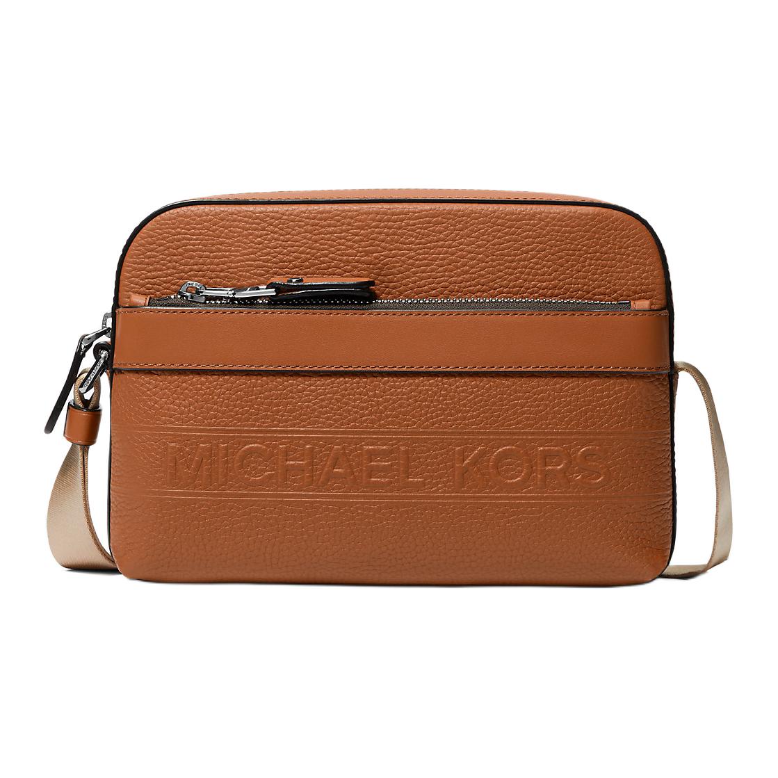 

Michael Kors MK Hudson Bronze Hardware Zipper Closure Pebbled Leather Shoulder Crossbody Bag Men bags Brown 33T4LHDC5L-LUGGAGE Basic Set (Bag+Dust Bag)