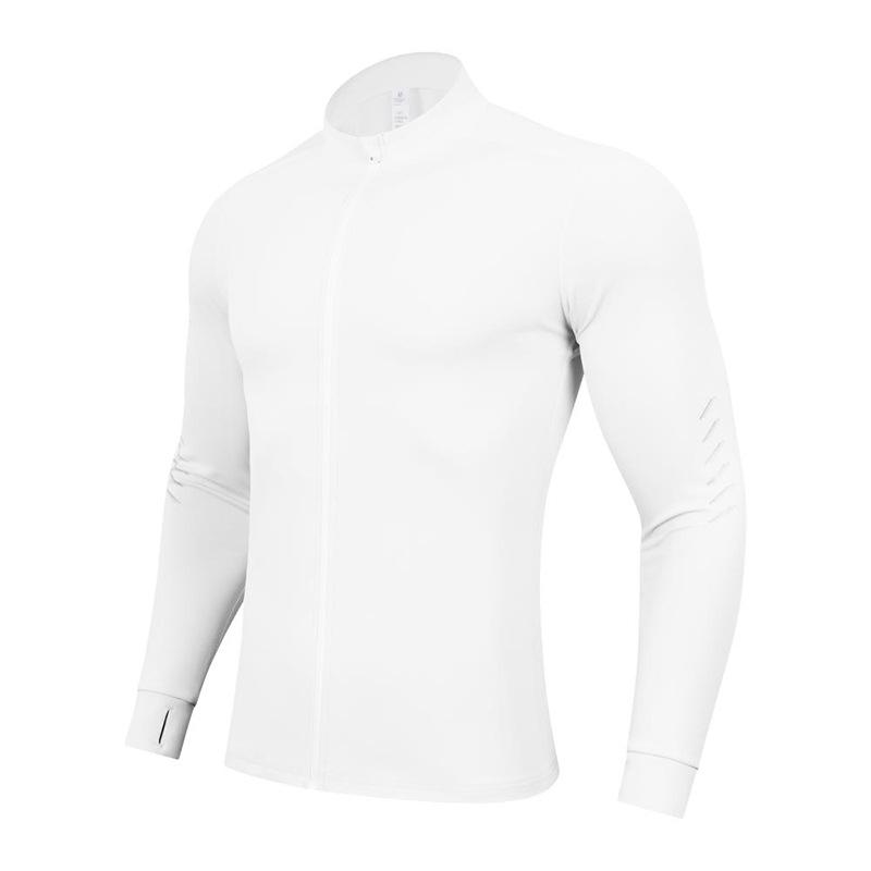 

High-Elastic Fitness Jacket - Sun-Protective, Long-Sleeve, Stand-Up Collar, Zipper Sportswear for Running and Outdoor Activities. Extra Large