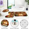 4PCS Christmas Fireplace Shower Curtain Sets, Christmas Tree Stocking Shower Curtain Sets with Rugs, Toilet Lid Cover and Bath Mat for Bathroom Set