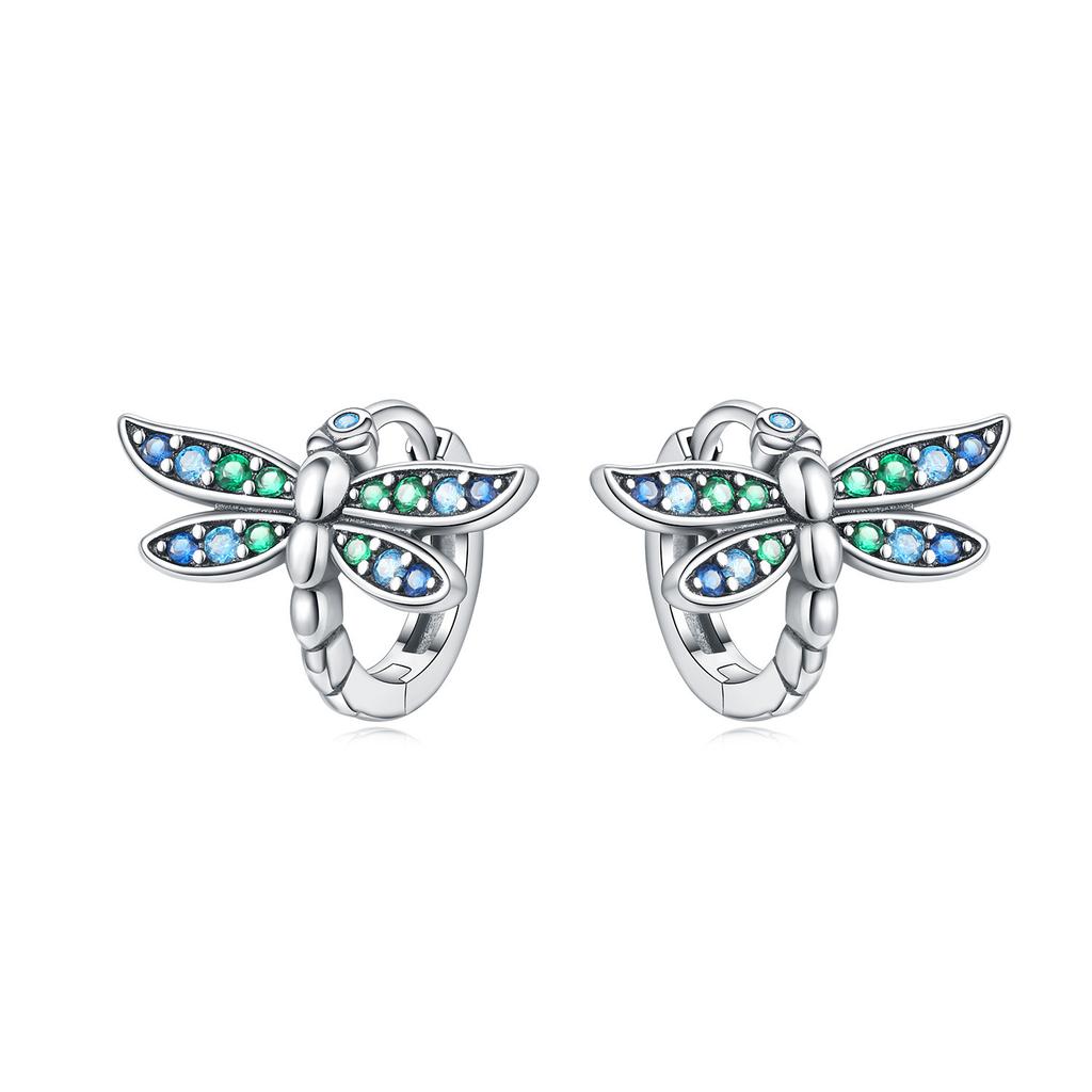 Cute Animal Silver Plated Earrings Cat Dragonfly Zircon Earrings Earrings Daily Versatile Accessories
