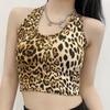 European and American new sexy tops leopard print halter neck small camisole