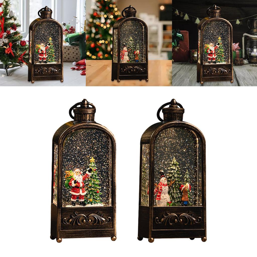 Lighted Christmas Snow Globe Lantern Crafts USB Powered Night Light Christmas Music Box for Indoor Window Holiday Xmas Wedding