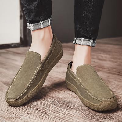 Summer 2024 Men Driving Shoes Loose Leg Snail Shoes Social Youth Pigskin Shoes Men Casual Slip-on Low Top Shoes Quality Leather