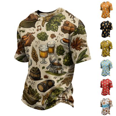 Men's Casual Quick Dry Breathable Mesh Short Sleeve T-Shirt Lightweight Round Neck Printed Tee for Outdoor Activities