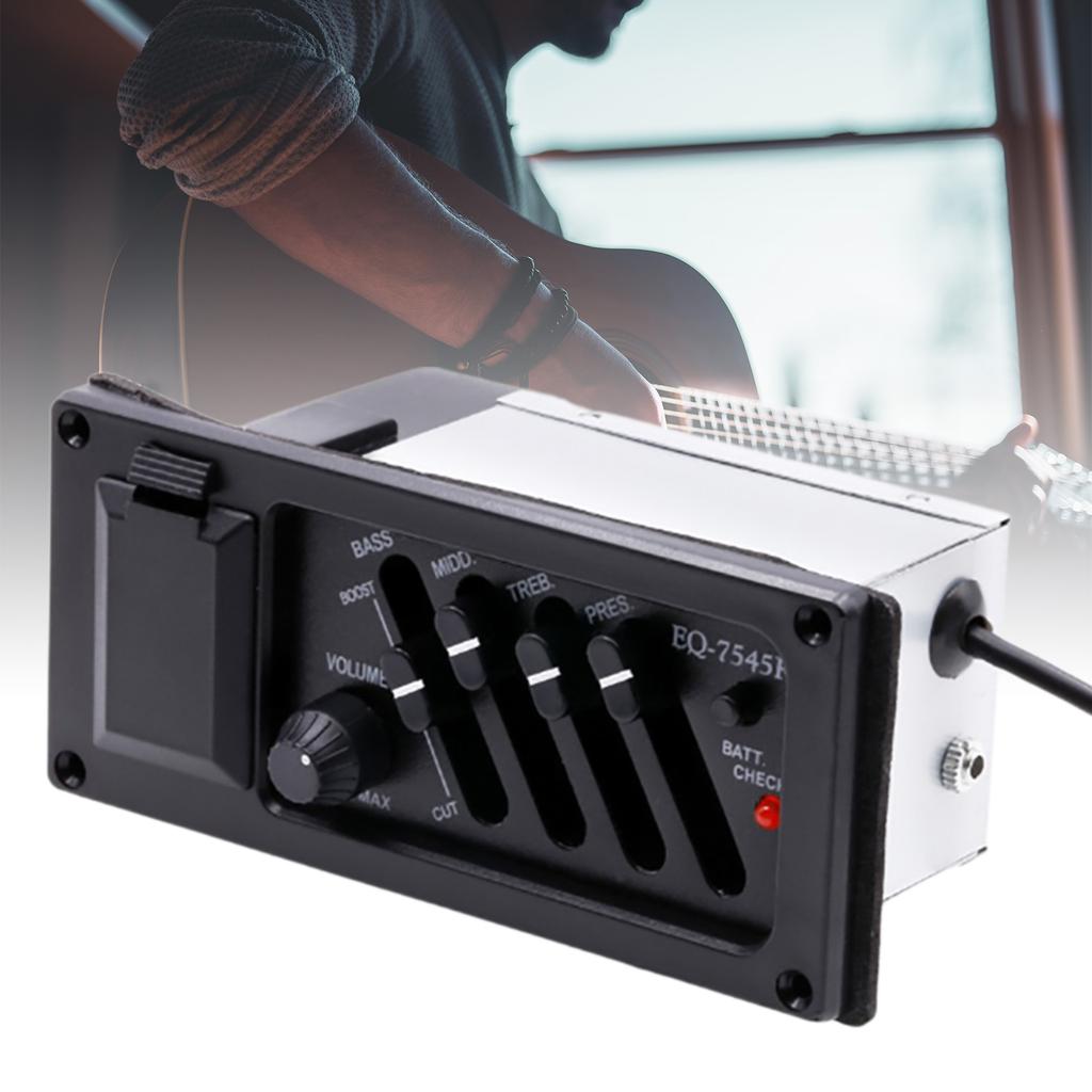 Guitar Pickup 4 Band Acoustic Guitar Preamp EQ Equalizer Piezo Pickup Digital Tuner Amplifier with Tuner Guitar Parts