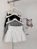 White Flower Bud A-line Skirt Pants for Women - Casual, Versatile, Elastic Mid-Waist, Puffy and Short for Summer
