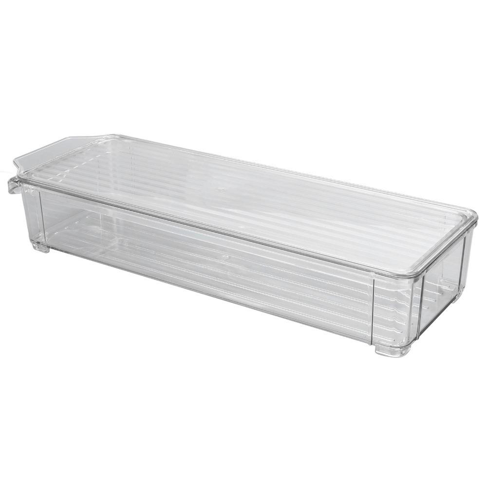 

Home Use PET Organizing Bin Transparent With Lid Pantry Storage Bin Durable Large Capacity Prep Container Cabinet Storage
