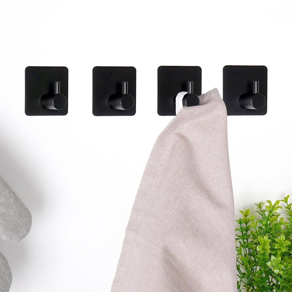 Self-Adhesive Hanger Hook, Steel, Black, 8 Pcs.
