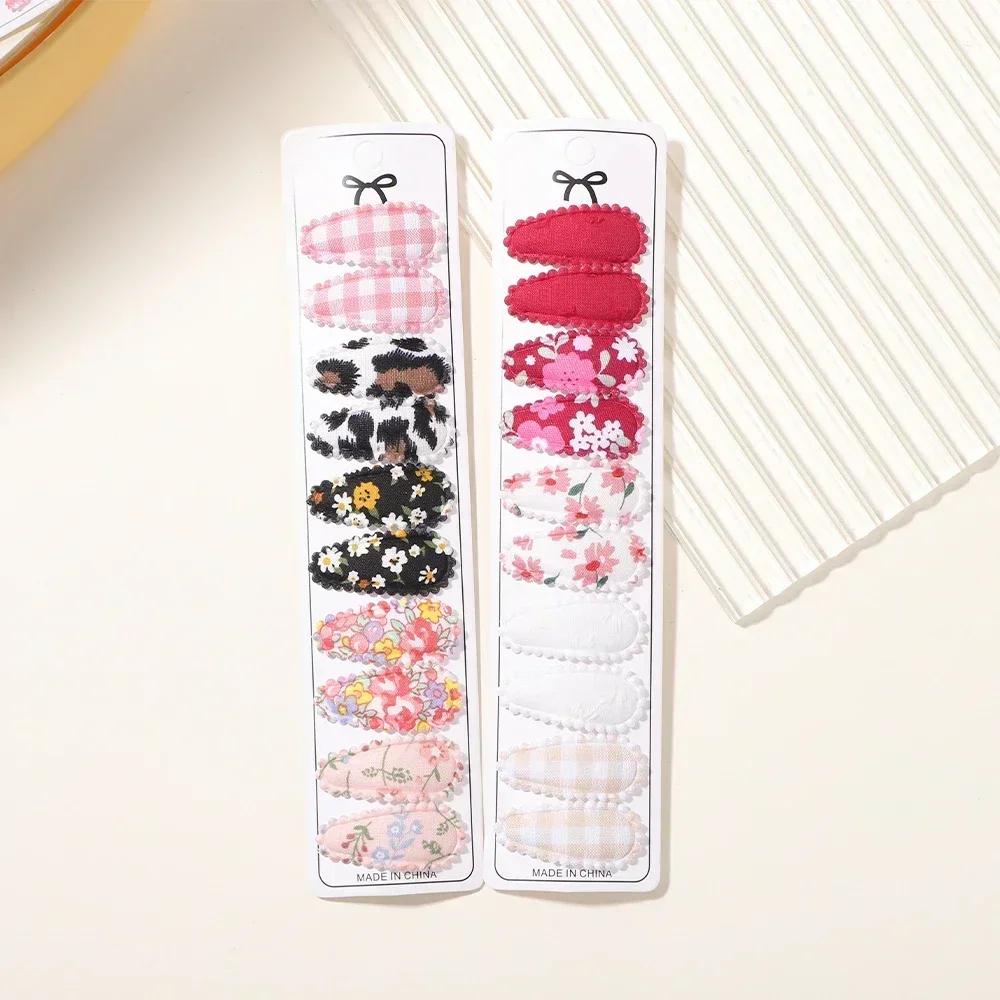 10/20 Pezzi Cotone Stampa Fermaglio per Capelli Forcina per Ragazza Tessuto Plaid Mini Mollette BB Copricapo Accessori per Capelli da Bambina Regalo di Capodanno